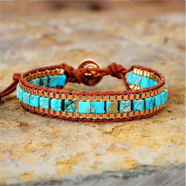 tennis fashion wrap bracelets for women turquise stones gold chain woven bracelet bohemian jewelry mens couple gift, Golden;silver
tennis fashion wrap bracelets for women turquise stones gold chain woven bracelet bohemian jewelry mens couple gift, Golden;silver