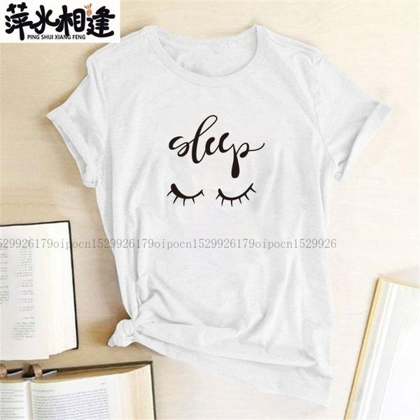 women's t-shirt sleep eyelash pattern letter print cute t-shirts women graphic tees aesthetic clothes t shirt woman cotton femme, White
women's t-shirt sleep eyelash pattern letter print cute t-shirts women graphic tees aesthetic clothes t shirt woman cotton femme, White