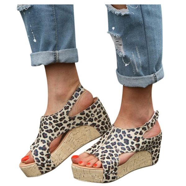 summer wedges heel sandals fashion open toe 2021 women leopard print shoes for platform, Black
summer wedges heel sandals fashion open toe 2021 women leopard print shoes for platform, Black