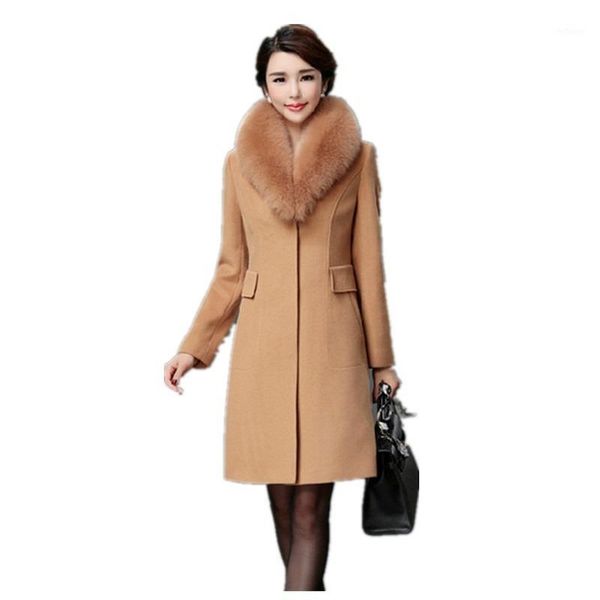 women's wool & blends woolen womens coat mid-length fur collar trench women solid pockets winter donsignet, Black
women's wool & blends woolen womens coat mid-length fur collar trench women solid pockets winter donsignet, Black