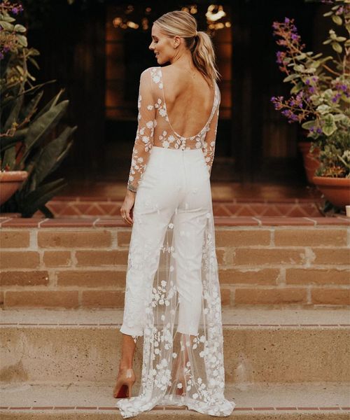 2022 mermaid wedding dresses with jumpsuit lace applique jewel wedding dresses sweep train bridal gowns vestidos de novia, White
2022 mermaid wedding dresses with jumpsuit lace applique jewel wedding dresses sweep train bridal gowns vestidos de novia, White