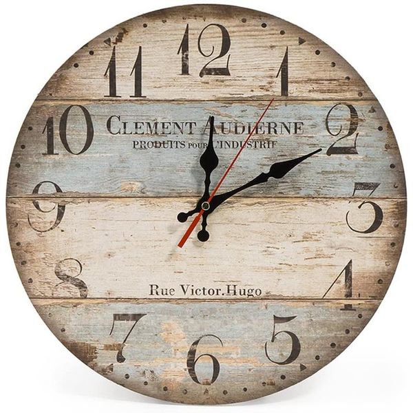 inch silent vintage wooden round wall clock numerals rustic style home decor clocks 
inch silent vintage wooden round wall clock numerals rustic style home decor clocks