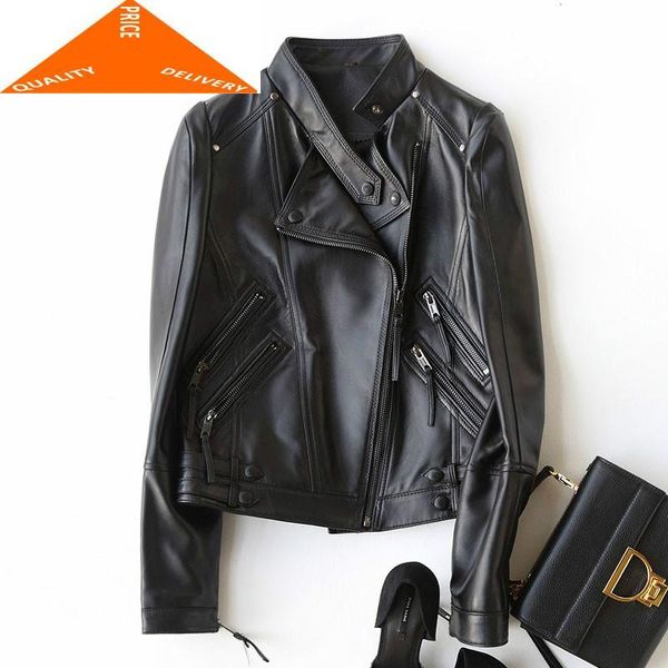 women's leather & faux women genuine jacket clothes 2021 streetwear moto sheepskin coat female real jaqueta de couro 286042lw284, Black
women's leather & faux women genuine jacket clothes 2021 streetwear moto sheepskin coat female real jaqueta de couro 286042lw284, Black