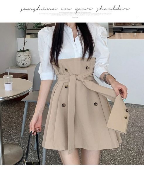 work dresses korean version of the shirt section waist double-breasted fake two a-line dress jpf2, White;black
work dresses korean version of the shirt section waist double-breasted fake two a-line dress jpf2, White;black