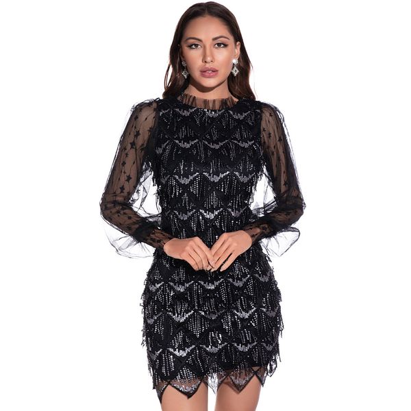 fashion dress women's tassel embroidered sequin mesh long sleeve skirt, Black;pink
fashion dress women's tassel embroidered sequin mesh long sleeve skirt, Black;pink