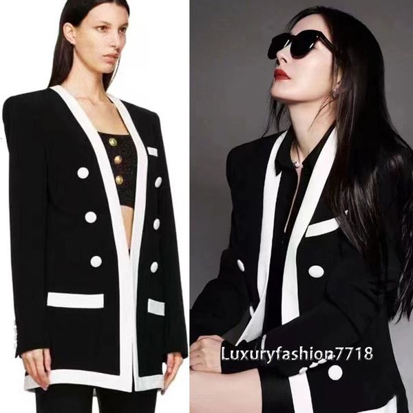women's suits & blazers high end women's fashion double-breasted blazers with low-v cleavage long sleeve design blazer jacket s7ln, White;black
women's suits & blazers high end women's fashion double-breasted blazers with low-v cleavage long sleeve design blazer jacket s7ln, White;black