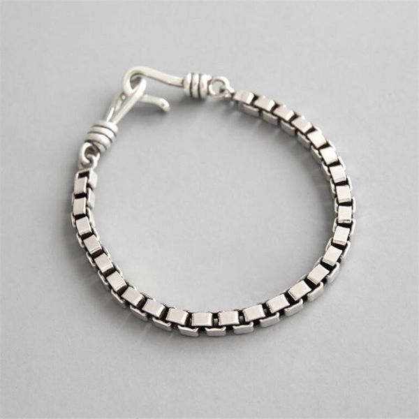 link, chain men sterling silver vintage bracelets box 4mm fashion ancient bracelet for women trend charm lovers jewelry, Black
link, chain men sterling silver vintage bracelets box 4mm fashion ancient bracelet for women trend charm lovers jewelry, Black