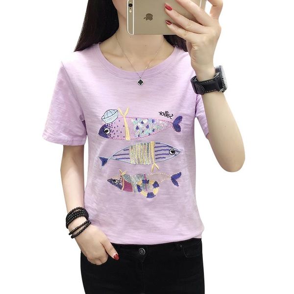women's t-shirt volocean 2021 summer woman t shirt cotton t-shirts for women embroidery female o-neck cartoon tee, White
women's t-shirt volocean 2021 summer woman t shirt cotton t-shirts for women embroidery female o-neck cartoon tee, White