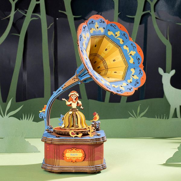 vintage gramphone music box wooden assembly model building kits toys for children girls birthday christmas gift 
vintage gramphone music box wooden assembly model building kits toys for children girls birthday christmas gift