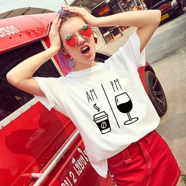 showtly am coffee pm women t shirt red wine femal tees kawaii harajuku short sleeve fun ulzzang, White
showtly am coffee pm women t shirt red wine femal tees kawaii harajuku short sleeve fun ulzzang, White