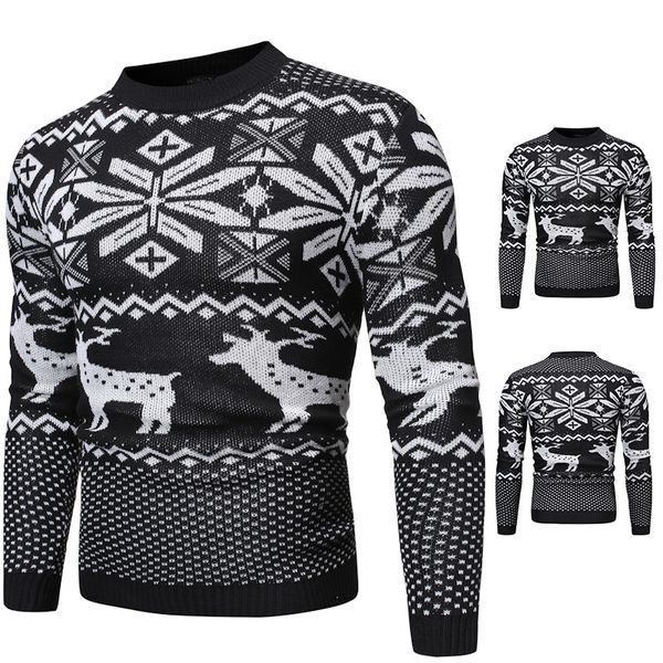 fashion sweater men's large christmas fawn slim round neck knitted pullover in autumn and winter of 2021, White;black
fashion sweater men's large christmas fawn slim round neck knitted pullover in autumn and winter of 2021, White;black