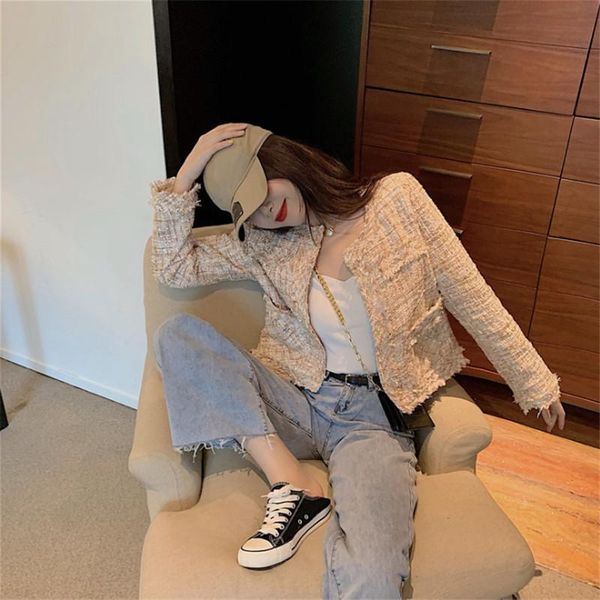 apricot tweed jacket sequin fabric spring and autumn women's fashion little fragrant style shaggy short coat women retro jackets, Black;brown
apricot tweed jacket sequin fabric spring and autumn women's fashion little fragrant style shaggy short coat women retro jackets, Black;brown