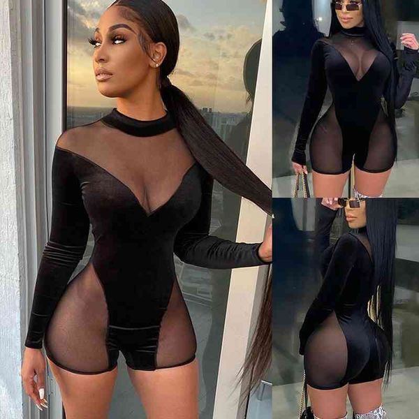 one piece for women hollow out see-through mesh patchwork jumpsuit velvet hip-lifting solid color long sleeve bodysuit, Black;white
one piece for women hollow out see-through mesh patchwork jumpsuit velvet hip-lifting solid color long sleeve bodysuit, Black;white