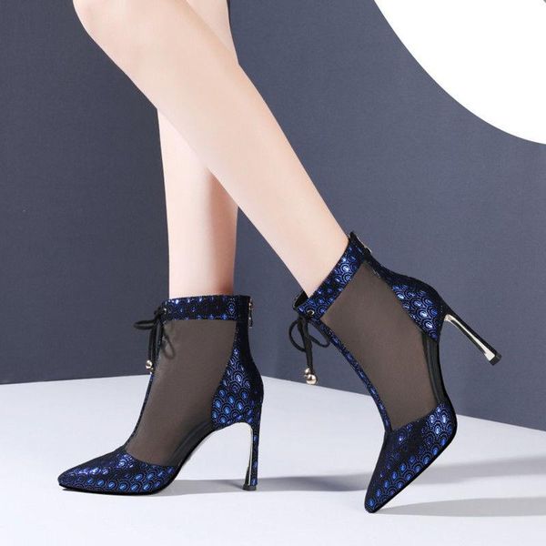 sandals women's summer mesh with peacock pattern high heels pointed toe fashion dress shoes, Black
sandals women's summer mesh with peacock pattern high heels pointed toe fashion dress shoes, Black