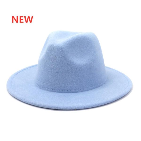 wide brim hats autumn winter sky blue men wool fedora hat women faux woolen ladies fedoras jazz bowler felt wholesale 2021, Blue;gray
wide brim hats autumn winter sky blue men wool fedora hat women faux woolen ladies fedoras jazz bowler felt wholesale 2021, Blue;gray