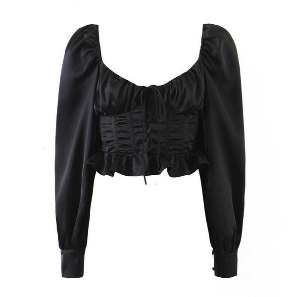women's blouses & shirts vintage long sleeve bandage cross lacing up cropped shirt women french style ladies wood ears droppe ds9r, White
women's blouses & shirts vintage long sleeve bandage cross lacing up cropped shirt women french style ladies wood ears droppe ds9r, White