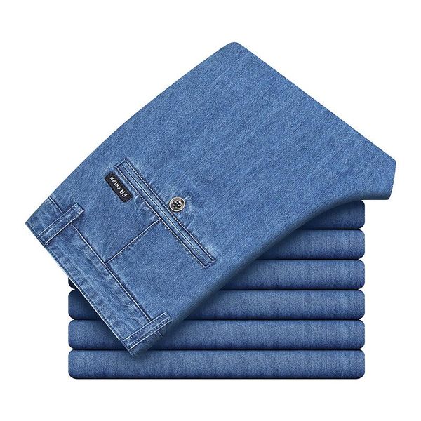 men's jeans spring and summer thin cotton denim casual pants business straight loose stretch suit male high-end brand trousers, Blue
men's jeans spring and summer thin cotton denim casual pants business straight loose stretch suit male high-end brand trousers, Blue