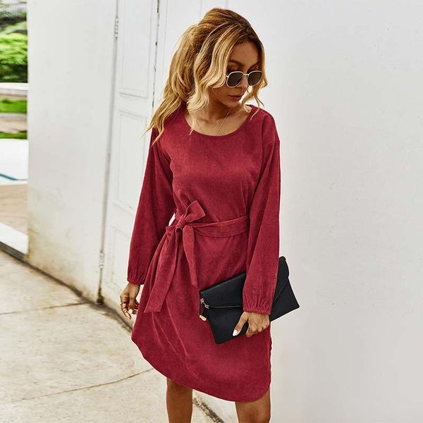 casual dresses elegant corduroy women drees solid o-neck latern sleeve office lady dress with belt w634, Black;gray
casual dresses elegant corduroy women drees solid o-neck latern sleeve office lady dress with belt w634, Black;gray