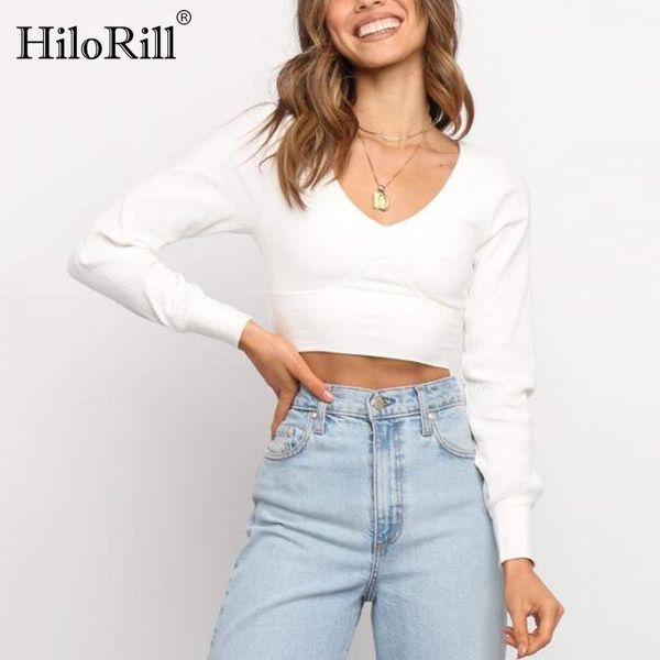 hilorill chic knitted white t shirt women v neck fashion short tshirt long sleeve solid sheath lady crop mujer camisetas women's t-shi
hilorill chic knitted white t shirt women v neck fashion short tshirt long sleeve solid sheath lady crop mujer camisetas women's t-shi