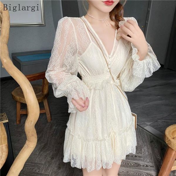 fashion women long sleeve lace dress korean style v neck mini dresses woman silm ruffle party ninty casual, Black;gray
fashion women long sleeve lace dress korean style v neck mini dresses woman silm ruffle party ninty casual, Black;gray