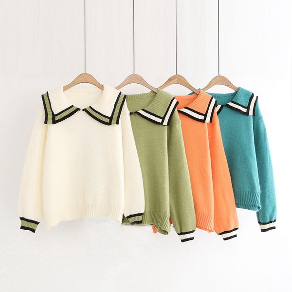 women's sweaters knitted sweater women fashion sweet college style navy collar 4-color pullover striped b0q3, White;black
women's sweaters knitted sweater women fashion sweet college style navy collar 4-color pullover striped b0q3, White;black