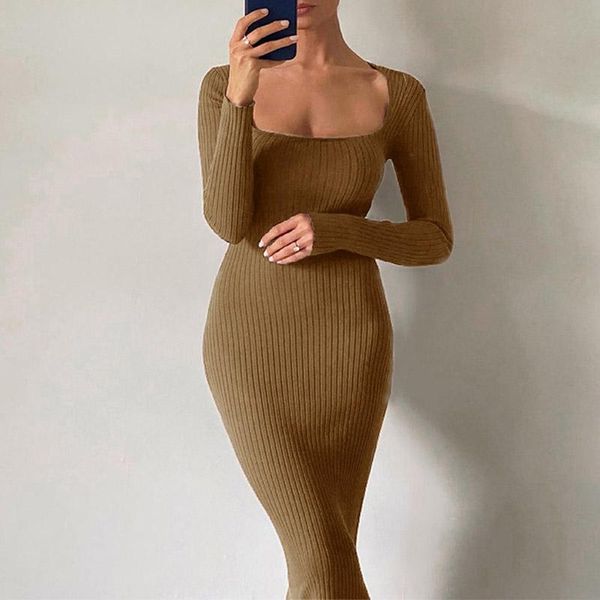 casual dresses 2021 knitted bodycon midi dress square neck long sleeve autumn winter fashion slit sheath, Black;gray
casual dresses 2021 knitted bodycon midi dress square neck long sleeve autumn winter fashion slit sheath, Black;gray