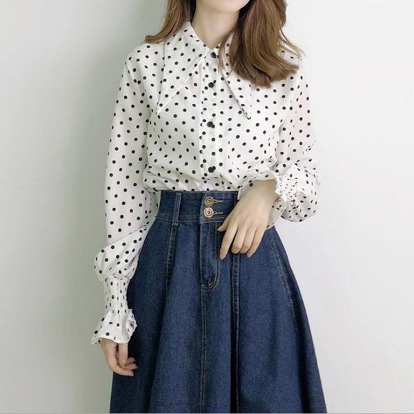 women's blouses & shirts women vintage chiffon white polka dot blouse 2021 ol spring full sleeve turn-down collar blusa work wear fashi
women's blouses & shirts women vintage chiffon white polka dot blouse 2021 ol spring full sleeve turn-down collar blusa work wear fashi