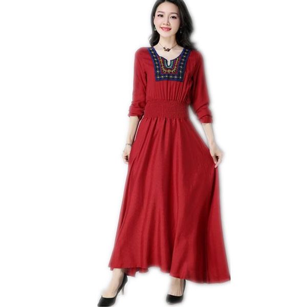 casual dresses 2021 vintage cotton linen women ankle-length dress spring autumn female fashion embroidery elastic waist empire q015, Black;gray
casual dresses 2021 vintage cotton linen women ankle-length dress spring autumn female fashion embroidery elastic waist empire q015, Black;gray
