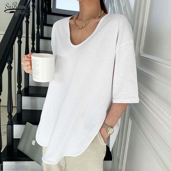 arc line solid tee shirt femme korean v-neck white cotton t-shirt women summer half sleeve loose tshirt 13683 210521
arc line solid tee shirt femme korean v-neck white cotton t-shirt women summer half sleeve loose tshirt 13683 210521