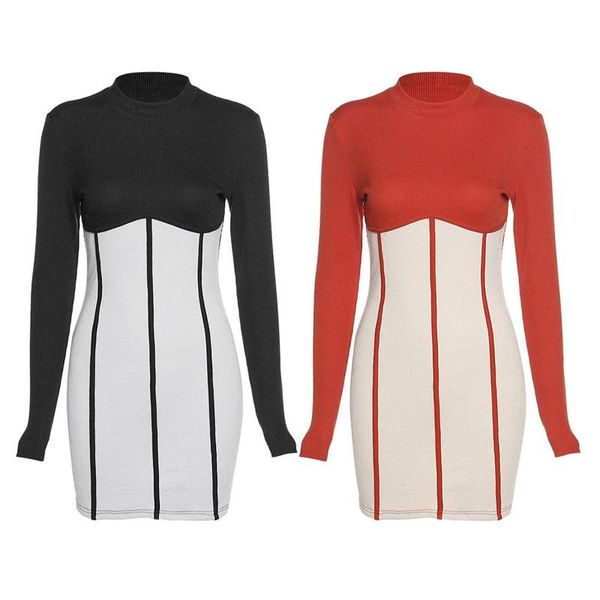 casual dresses women long sleeve contrast color ribbed knit striped bodycon mini dress high waist autumn party clubwear, Black;gray
casual dresses women long sleeve contrast color ribbed knit striped bodycon mini dress high waist autumn party clubwear, Black;gray