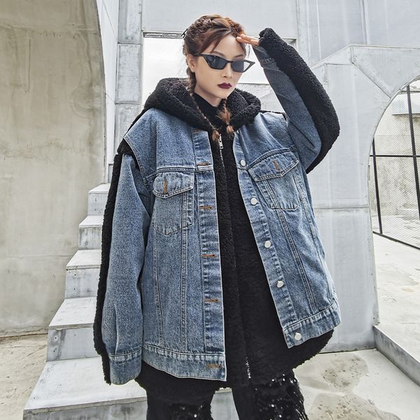 hoodies winter lamb wool cowgirl stitching contrast color wild hooded loose plus velvet thick sweater, Black
hoodies winter lamb wool cowgirl stitching contrast color wild hooded loose plus velvet thick sweater, Black