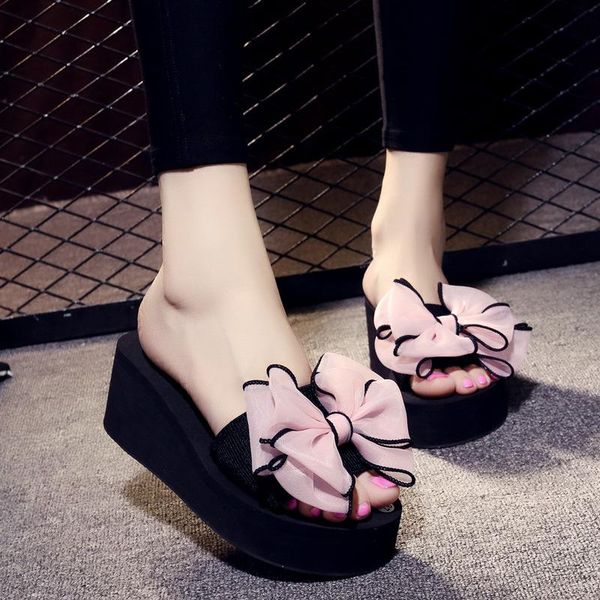 slippers 7cmhigh heel women's high-heeled summer wild bow beach casual shoes flip flops, Black
slippers 7cmhigh heel women's high-heeled summer wild bow beach casual shoes flip flops, Black