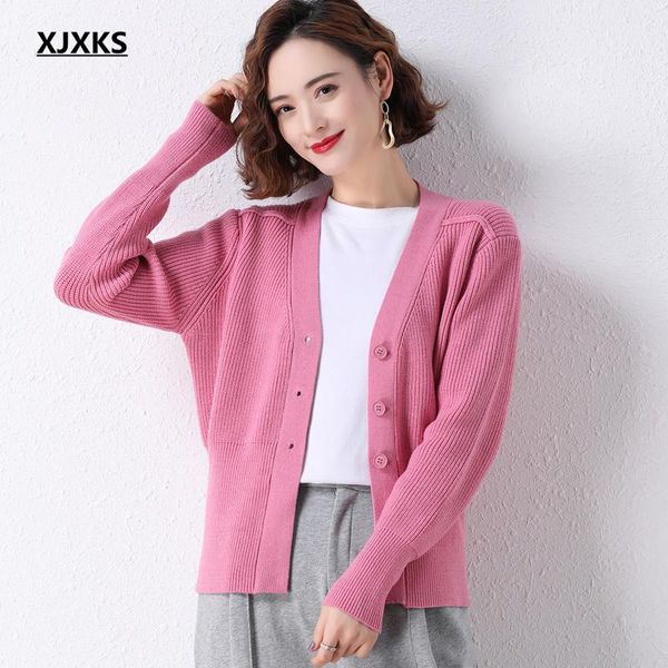 women's knits & tees xjxks pure color all-match fashion v-neck women knitted cardigan sweater 2021 spring autumn wool jacket, White
women's knits & tees xjxks pure color all-match fashion v-neck women knitted cardigan sweater 2021 spring autumn wool jacket, White