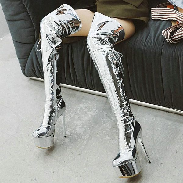 boots nice winter 14cm super high heel women fashion mirror patent leather over the knee ladies platform long, Black
boots nice winter 14cm super high heel women fashion mirror patent leather over the knee ladies platform long, Black