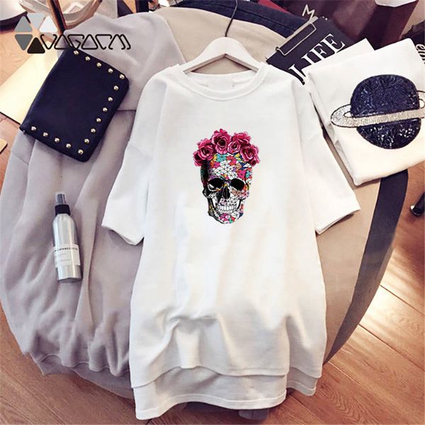 party dresses summer tshirt dress halloween flower skull print loose vestido female kawaii plus size mini dresse casual short sleeve clothes, White;black
party dresses summer tshirt dress halloween flower skull print loose vestido female kawaii plus size mini dresse casual short sleeve clothes, White;black
