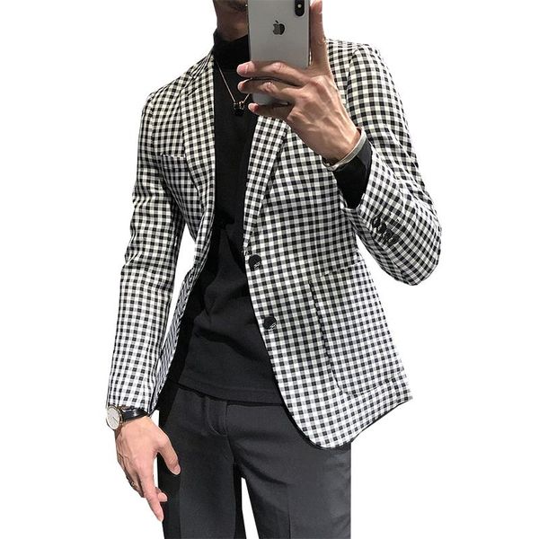 men's suit jacket houndstooth print casual wedding business clothing slim tuxedo groom dress party suits & blazers, White;black
men's suit jacket houndstooth print casual wedding business clothing slim tuxedo groom dress party suits & blazers, White;black