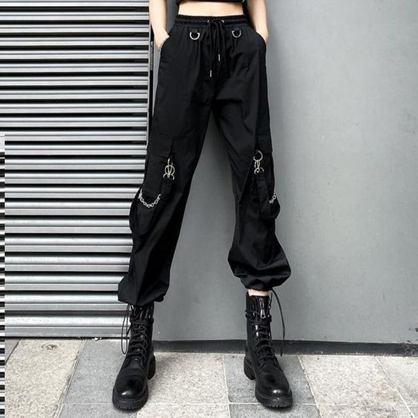 women's pants & capris black chains cargon drastring 2021 spring high waist loose trousers female harajuku hip streetwear long, Black;white
women's pants & capris black chains cargon drastring 2021 spring high waist loose trousers female harajuku hip streetwear long, Black;white