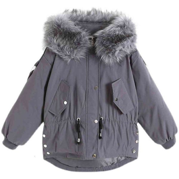 2022df jacket women's down parkas short large wool collar fashion small man korean parker cotton padded, Black
2022df jacket women's down parkas short large wool collar fashion small man korean parker cotton padded, Black