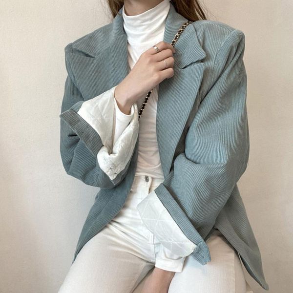 women's suits & blazers zoki autumn fashion blazer women corduroy notched female tailored coat korean chic style green full sleeve over, White;black
women's suits & blazers zoki autumn fashion blazer women corduroy notched female tailored coat korean chic style green full sleeve over, White;black