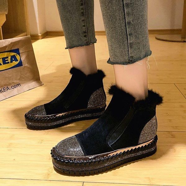 boots 2021 winter women shoes round toe bling rhinestone boarded fur collar ankle flat bottom big size 43, Black
boots 2021 winter women shoes round toe bling rhinestone boarded fur collar ankle flat bottom big size 43, Black