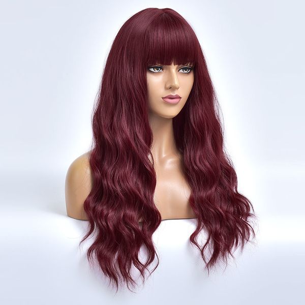 costume accessories long wine red wave daily hair synthetic wigs with bangs for white women natural heat resistant cosplay party fiber femal, Silver
costume accessories long wine red wave daily hair synthetic wigs with bangs for white women natural heat resistant cosplay party fiber femal, Silver