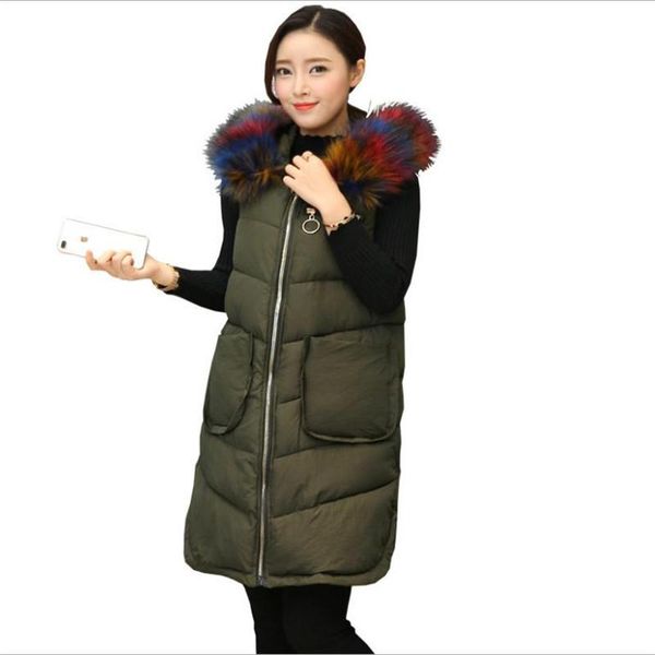 women's vests hooded colorfur fur collar winter vest 2021 women medium-long waistcoat sleeveless thicken warm q848, Black;white
women's vests hooded colorfur fur collar winter vest 2021 women medium-long waistcoat sleeveless thicken warm q848, Black;white