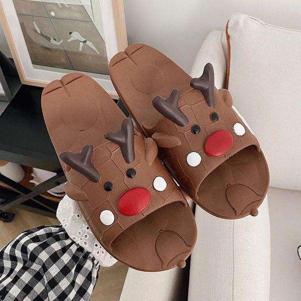 lovely cartoon deer slippers women's summer sandals flat shoes home outdoor beach ladies bathroom couple, Black 
lovely cartoon deer slippers women's summer sandals flat shoes home outdoor beach ladies bathroom couple, Black