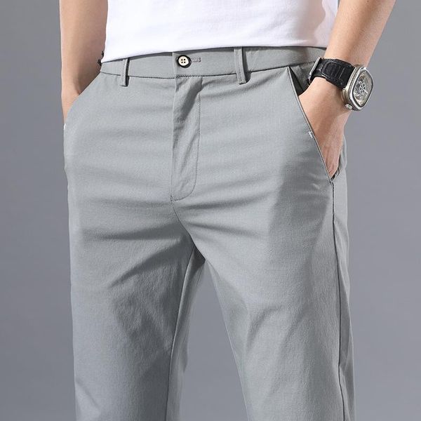 men's pants 2021 thin solid color smart casual business fit body stretch trousers men cotton formal breathable, Black
men's pants 2021 thin solid color smart casual business fit body stretch trousers men cotton formal breathable, Black
