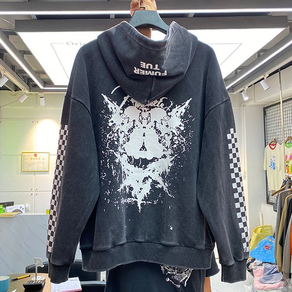 hoodie men women vintage washed sweatshirts sleeve checker print oversize pullovers, Black
hoodie men women vintage washed sweatshirts sleeve checker print oversize pullovers, Black