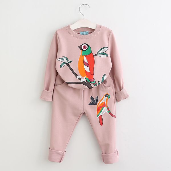 2021ins children wear / girls' bird casual pants suit, White 
2021ins children wear / girls' bird casual pants suit, White