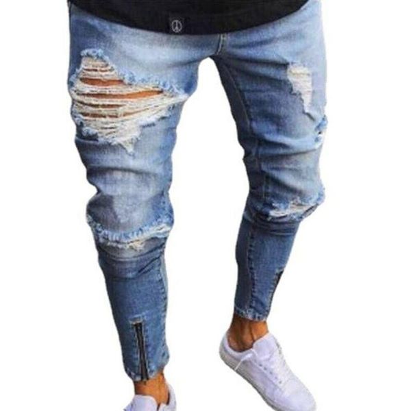 men's jeans mens zipper skinny pencil pants summer fashion full length hole stretchy slim fit denim trousers casual bottoms, Blue
men's jeans mens zipper skinny pencil pants summer fashion full length hole stretchy slim fit denim trousers casual bottoms, Blue