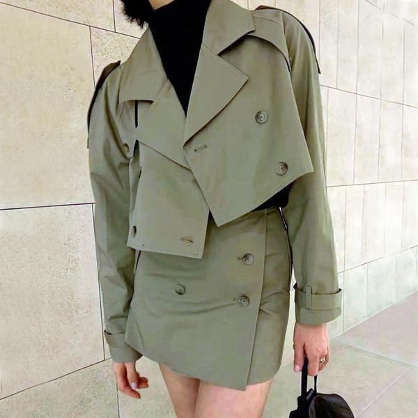 women's trench coats women notched collar buckle sleeve crop coat and breasted button tailored mini skirt set double pea, Tan;black
women's trench coats women notched collar buckle sleeve crop coat and breasted button tailored mini skirt set double pea, Tan;black