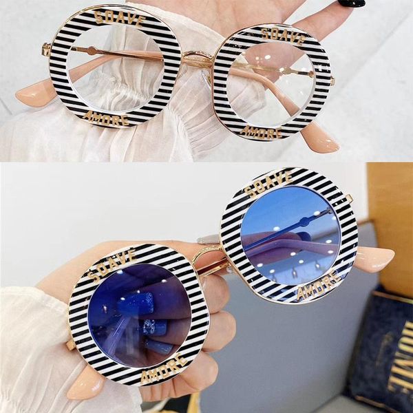 sunglasses vintage luxury women letter round glasses stripe frame eyewear shades clear lens uv400 optical, White;black
sunglasses vintage luxury women letter round glasses stripe frame eyewear shades clear lens uv400 optical, White;black