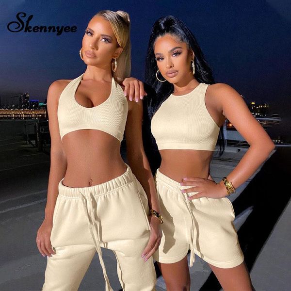 women's tracksuits skennyee tracksuit women 2021 arrival casual halter and short pants suit sportwear running 2 piece sets, Gray
women's tracksuits skennyee tracksuit women 2021 arrival casual halter and short pants suit sportwear running 2 piece sets, Gray